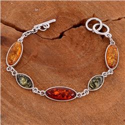 BALTIC AMBER GEMSTONE SILVER PLATED HANDMADE BRACELET