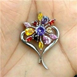 MULTI GEMSTONE 92.5 STERLING SILVER DESIGNER HANDMADE PENDANT