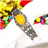 Image 2 : YELLOW CALCEDONY GEMSTONE SILVER PLATED  BRACELET BANGLE