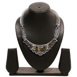 Abalone Shell Gemstone Silver Plated Necklace