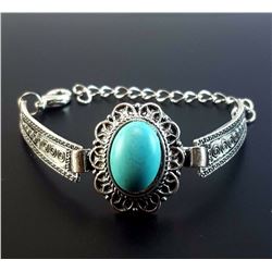 Turquoise Gemstone Silver Plated Handmade Bracelet