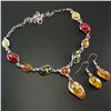 Image 1 : BALTIC AMBER GEMSTONE SILVER PLATED HANDMADE NECKLACE WITH EARRINGS