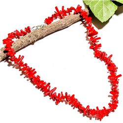 NATURAL RED CORAL GEMSTONE NECKLACE