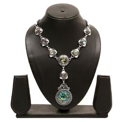 Abalone Shell Gemstone Silver Plated Necklace