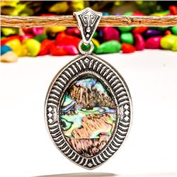 ABALONE SHELL GEMSTONE SILVER PLATED PENDANT JEWELRY