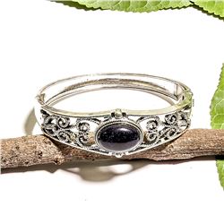 BLACK STAR GEMSTONE SILVER PLATED  BRACELET BANGLE