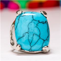TURQUOISE GEMSTONE SILVER PLATED RING SIZE 9