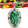 Image 1 : MALACHITE  GEMSTONE SILVER PLATED PENDANT