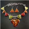 Image 2 : BALTIC AMBER GEMSTONE SILVER PLATED HANDMADE NECKLACE WITH EARRINGS