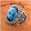 Image 1 : TURQUOISE GEMSTONE SILVER PLATED RING SIZE 9