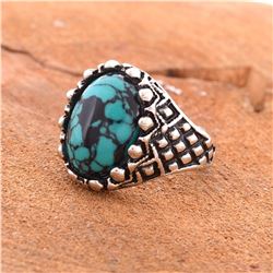 TURQUOISE GEMSTONE SILVER PLATED RING SIZE 9