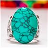 Image 1 : TURQUOISE GEMSTONE SILVER PLATED RING SIZE 9
