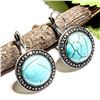 Image 1 : TURQUOISE GEMSTONE SILVER PLATED LEVER BACK EARRING 1.5"