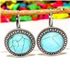 Image 2 : TURQUOISE GEMSTONE SILVER PLATED LEVER BACK EARRING 1.5"
