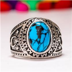 TURQUOISE GEMSTONE SILVER PLATED RING SIZE 9