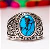 Image 1 : TURQUOISE GEMSTONE SILVER PLATED RING SIZE 9