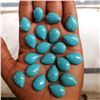 Image 1 : Natural Turquoise 13x18 MM Pear Loose Cabochon Gemstone 50 Pieces Lot