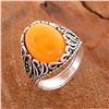 Image 1 : BALTIC AMBER GEMSTONE SILVER PLATED RING SIZE 7