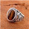 Image 2 : TIGER'S EYE GEMSTONE SILVER PLATED RING SIZE 9