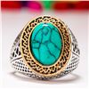 Image 1 : TURQUOISE GEMSTONE SILVER PLATED RING SIZE 9