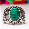 Image 1 : MALACHITE GEMSTONE SILVER PLATED RING SIZE 10