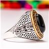Image 2 : BLACK ONYX GEMSTONE SILVER PLATED RING SIZE 8