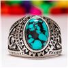 Image 1 : TURQUOISE GEMSTONE SILVER PLATED RING SIZE 8