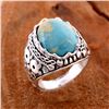 Image 1 : MOSAIC JASPER GEMSTONE SILVER PLATED RING SIZE 9