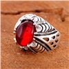 Image 2 : GARNET QUARTZ GEMSTONE SILVER PLATED RING SIZE 9