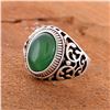 Image 1 : GREEN ONYX GEMSTONE SILVER PLATED RING SIZE 8