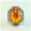 Image 2 : BALTIC AMBER GEMSTONE SILVER PLATED RING SIZE 10