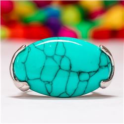 TURQUOISE GEMSTONE SILVER PLATED RING SIZE 7