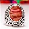 Image 1 : CARNELIAN GEMSTONE SILVER PLATED RING SIZE 8