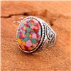 Image 2 : MOSAIC JASPER GEMSTONE SILVER PLATED RING SIZE 8