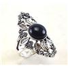 Image 1 : BLACK ONYX GEMSTONE SILVER PLATED RING SIZE 8