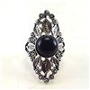 Image 2 : BLACK ONYX GEMSTONE SILVER PLATED RING SIZE 8