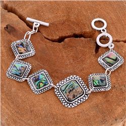 ABALONE SHELL GEMSTONE SILVER PLATED HANDMADE BRACELET