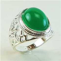 GREEN ONYX GEMSTONE SILVER PLATED RING SIZE 8
