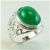 Image 1 : GREEN ONYX GEMSTONE SILVER PLATED RING SIZE 8