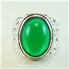 Image 2 : GREEN ONYX GEMSTONE SILVER PLATED RING SIZE 8