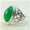 Image 3 : GREEN ONYX GEMSTONE SILVER PLATED RING SIZE 8