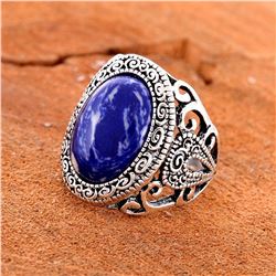 BLUE SODALITE GEMSTONE SILVER PLATED RING SIZE 9