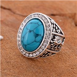 TURQUOISE GEMSTONE SILVER PLATED RING SIZE 8