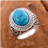 Image 2 : TURQUOISE GEMSTONE SILVER PLATED RING SIZE 8