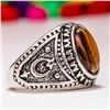 Image 2 : TIGER'S EYE GEMSTONE SILVER PLATED RING SIZE 9