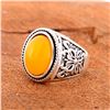 Image 1 : BALTIC AMBER GEMSTONE SILVER PLATED RING SIZE 8