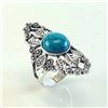 Image 1 : TURQUOISE GEMSTONE SILVER PLATED RING SIZE 7