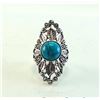 Image 2 : TURQUOISE GEMSTONE SILVER PLATED RING SIZE 7