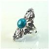 Image 3 : TURQUOISE GEMSTONE SILVER PLATED RING SIZE 7