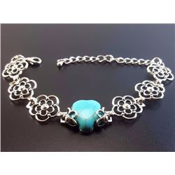 Turquoise Gemstone Silver Plated Handmade Bracelet